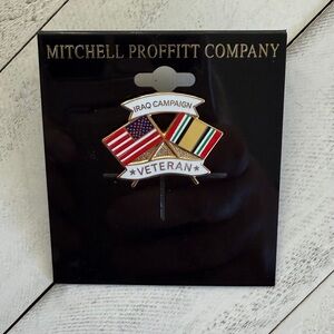 NIP Iraq Campaign Veteran Crossed Flags Lapel Pin 1” Mitchell Proffitt Company